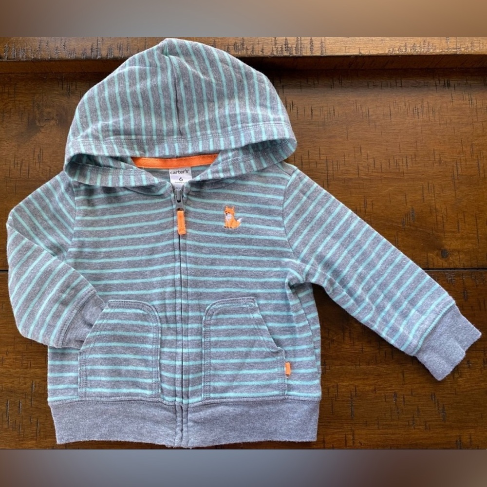 •EUC•Carter’s Infant Full Zip Hooded Jacket- Fox Embroidery🦊